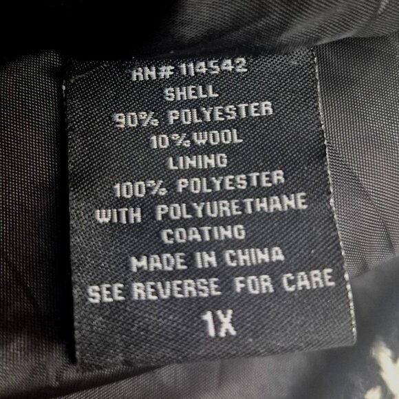 Jou Jou Womens 1X Belted Houndstooth Black & White Pea Coat Jacket Warm Stylish - Picture 12 of 13